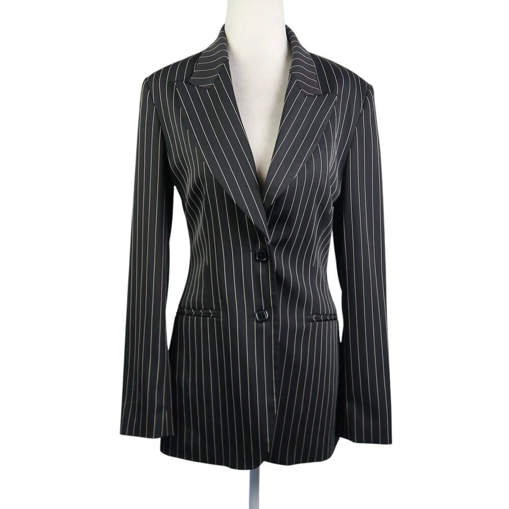 Vintage 90s A Wear Black and Cream Pinstripe Blazer Jacket S